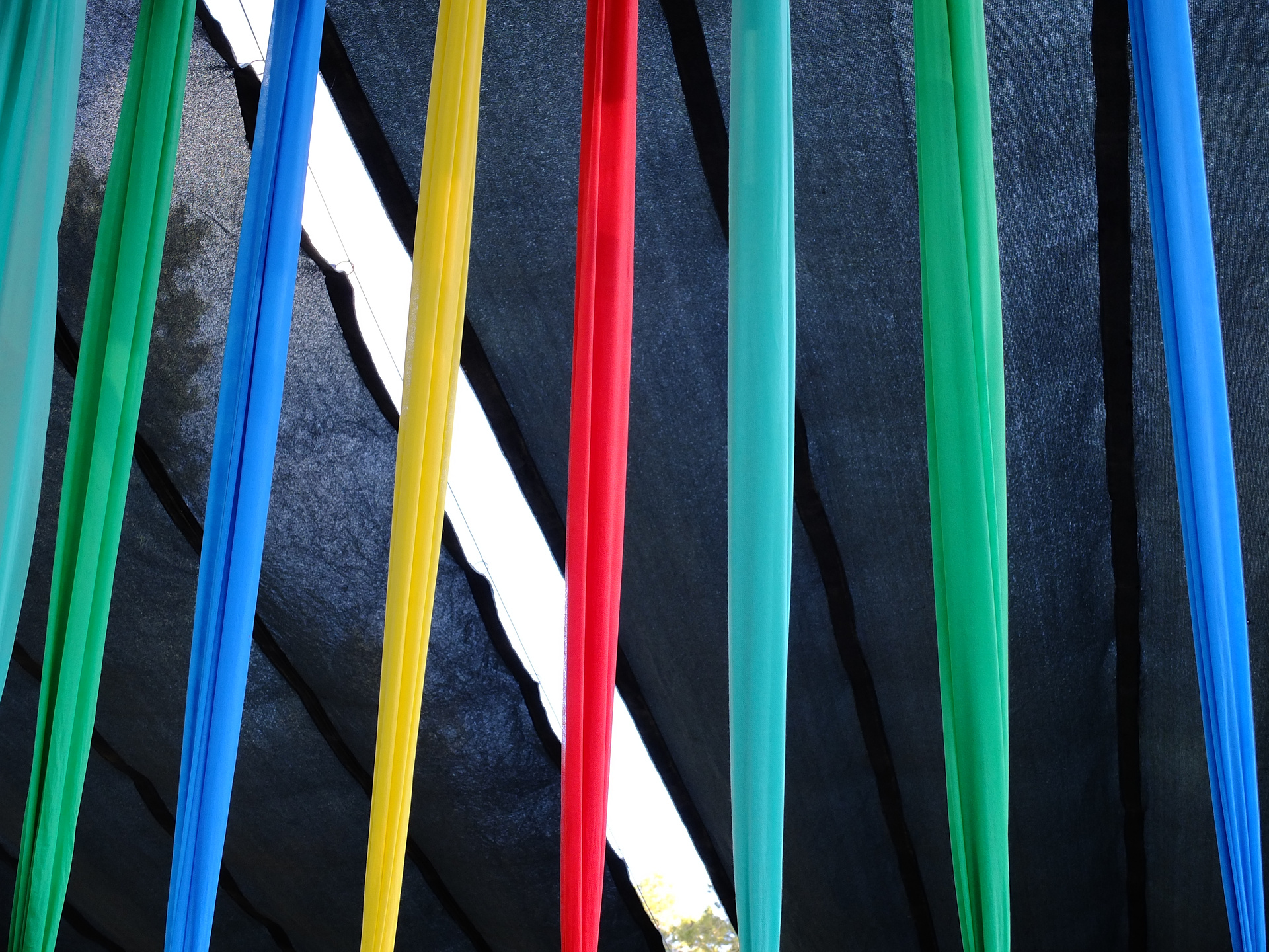 multicoloured ribbons, canopy